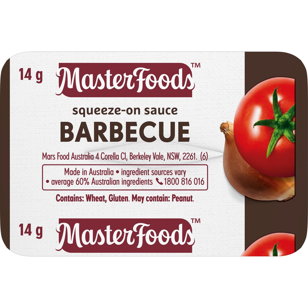 MasterFoods Portion Control Squeeze On Barbeque Sauce 100x14g