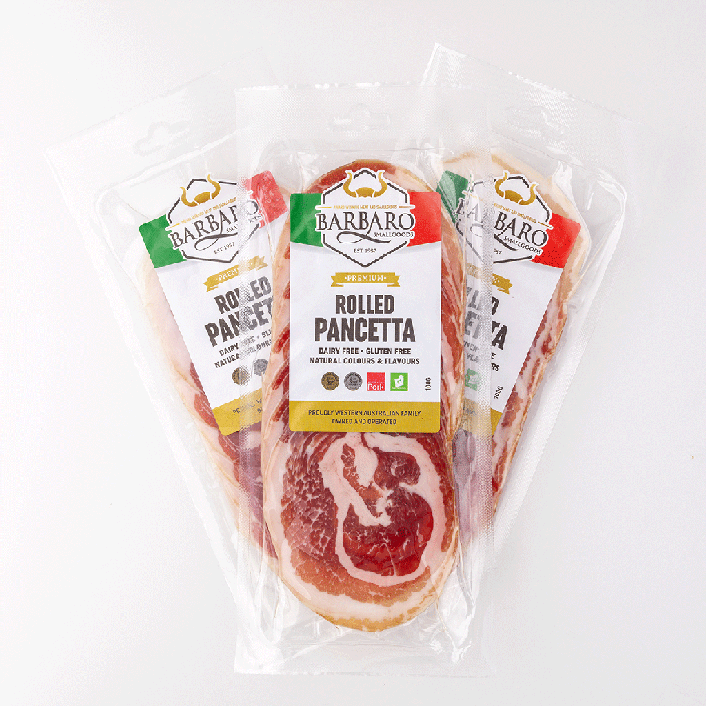 barbaro RETAIL pancetta rolled sliced 12 x 100g [B]