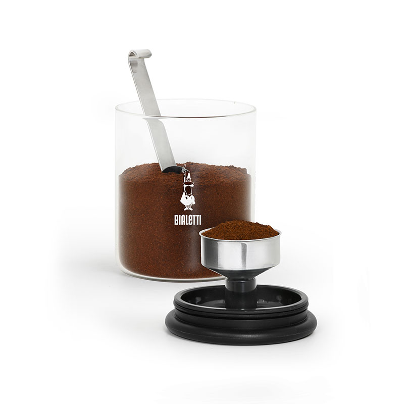 bialetti DCDESIGN07 coffee glass jar with moka top* [U]