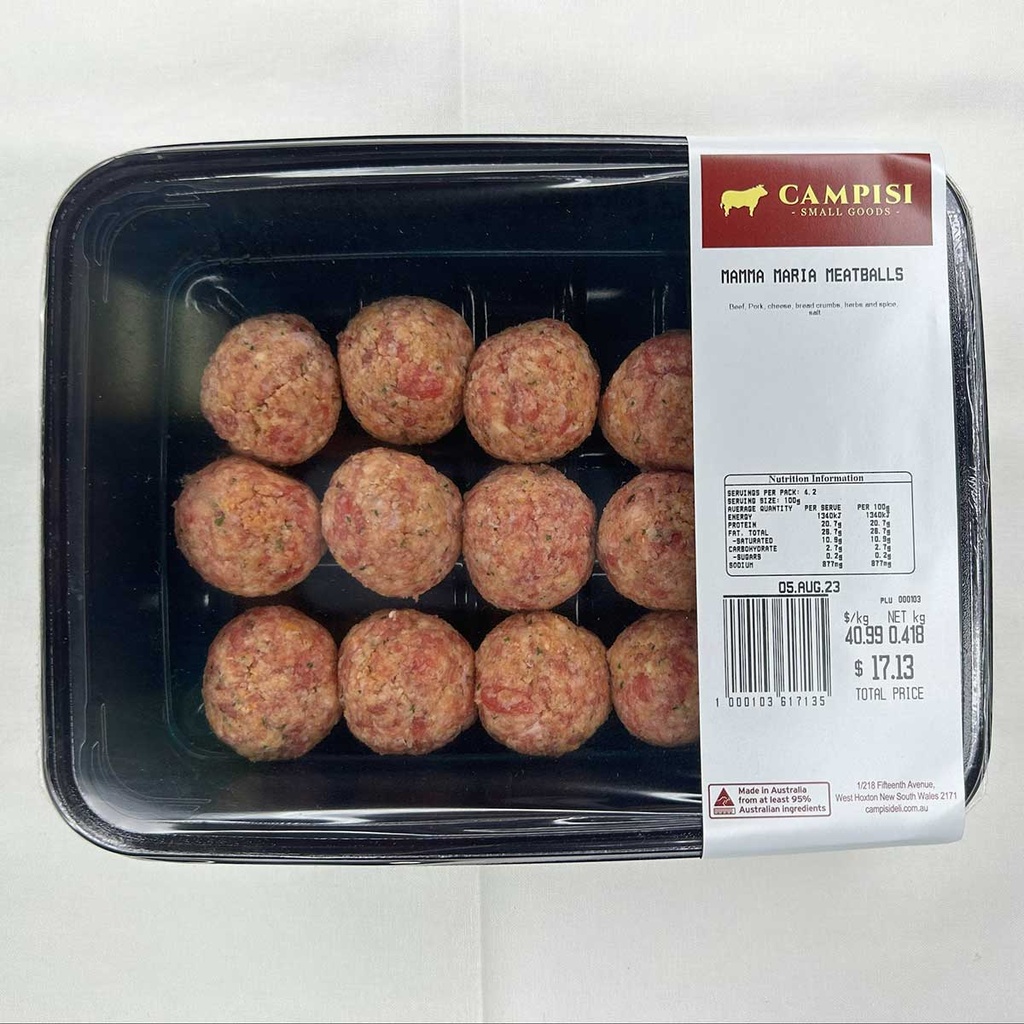 campisi RETAIL meatballs pork/veal (8 *15 per tray) r/w  [K]