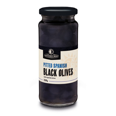 sandhurst olives black pitted 6 x 350g [B]