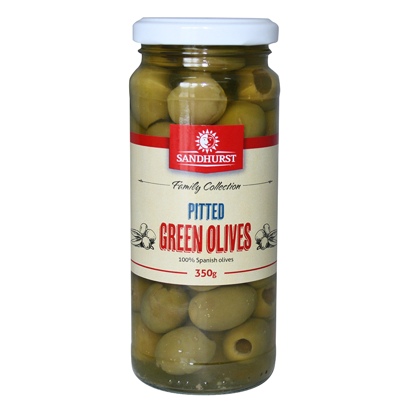 sandhurst olives green pitted 6x350g [B]