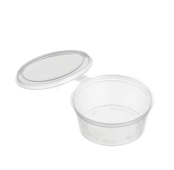 2OZ PLASTIC PORTION CUPS WITH HINGED LID X 50