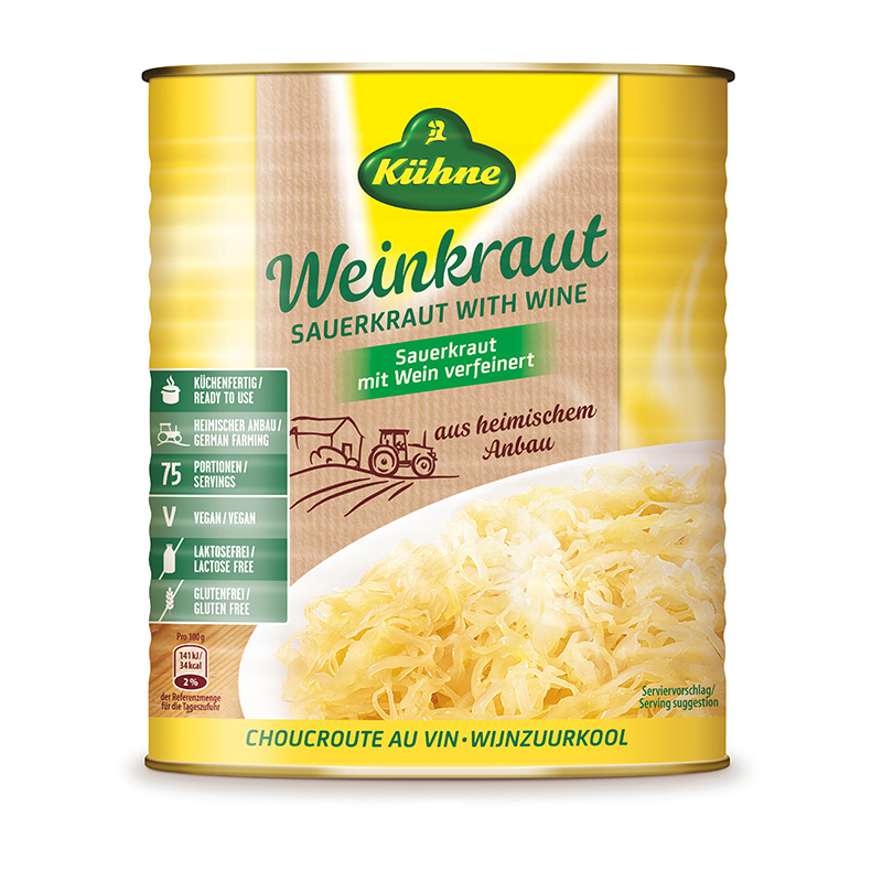 kuhne 51160 saurkraut w wine 9700g [U]