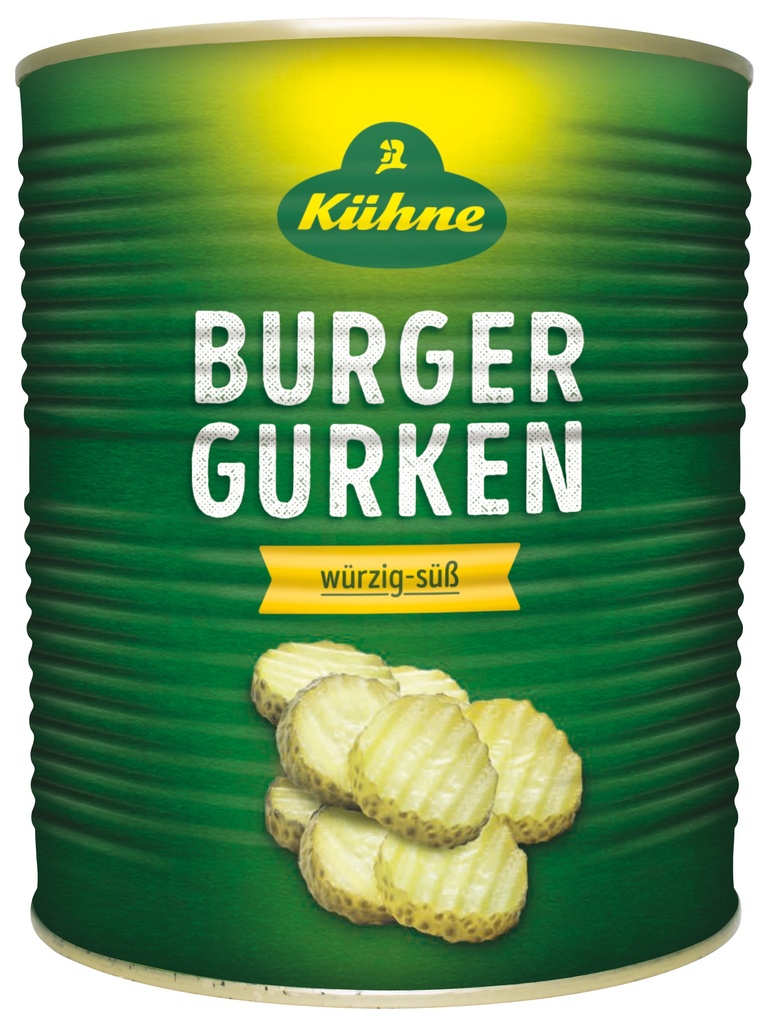 Kuhne 430135 Pickled Burger Gherkin Crinkle Cut 3100ml [U]