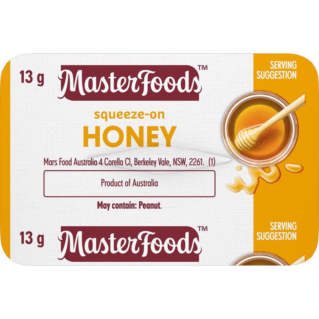 MasterFoods Portion Control Squeeze On Honey 100x13g