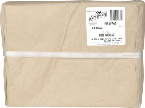 PB-WF03 WHITE PAPER BAGS 245MM X 200MM X 500