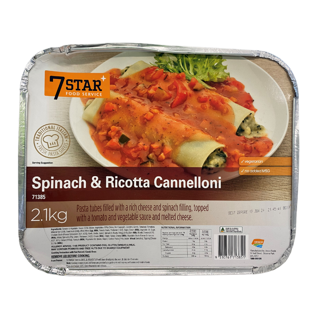 7 STAR SPINACH & RICOTTA CANNELLONI 2.1KG (5) [U]