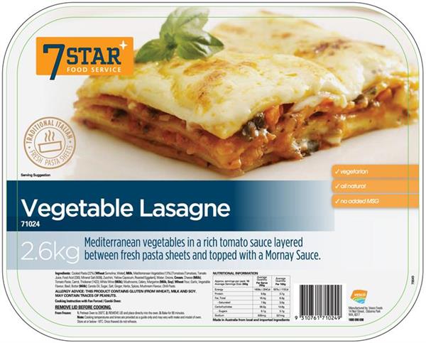 7 STAR VEGETABLE LASAGNE 2.6KG (5) [U]