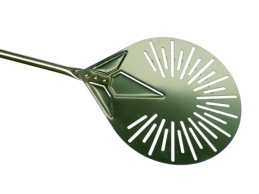 STAINLESS STEEL ROUND PERFORATED PIZZA PEEL 20CM