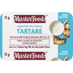 [MFDS/SQUEEZETART] MasterFoods Portion Control Squeeze On Tartare Sauce 100x11g