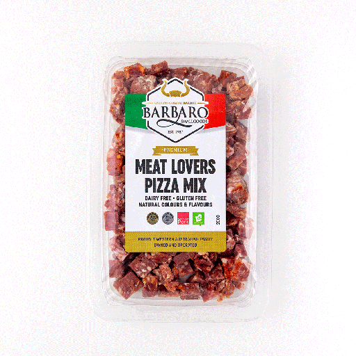 [BARRETMEALOVMIX200] barbaro RETAIL meat lovers pizza mix diced  14 x 200g [B]