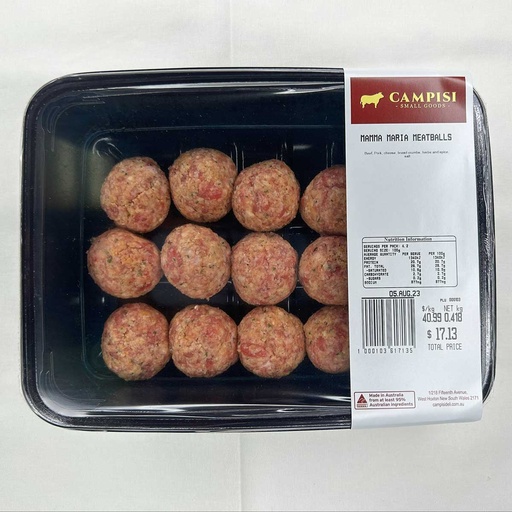 [CAMRETMEABALPV] campisi RETAIL meatballs pork/veal (8 *15 per tray) r/w  [K]