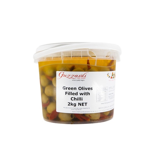 [GUZOLICHI2] guzz olives queen stuff w chilli 2kg(4)[U]