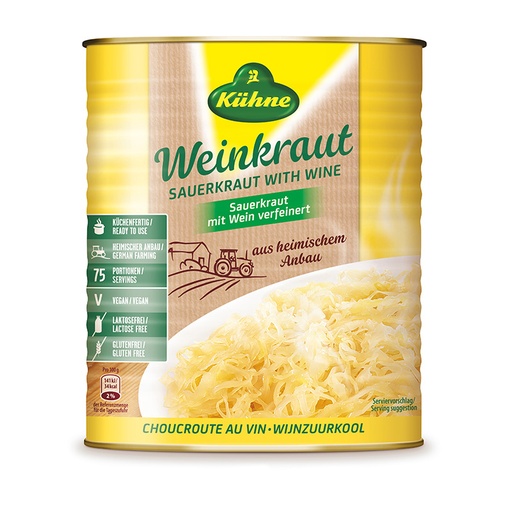 [KUHSAUKRAWIN9.7] kuhne 51160 saurkraut w wine 9700g [U]