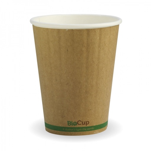 [BIOPAK_BCC12OZDW] 12oz Kraft Green Stripe DOUBLE WALL BioCup (1000)