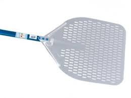 [GI-A-32RF/150] ALUMINIUM RECTANGULAR PERFORATED PIZZA PEEL 33X33CM - 150CM HANDLE