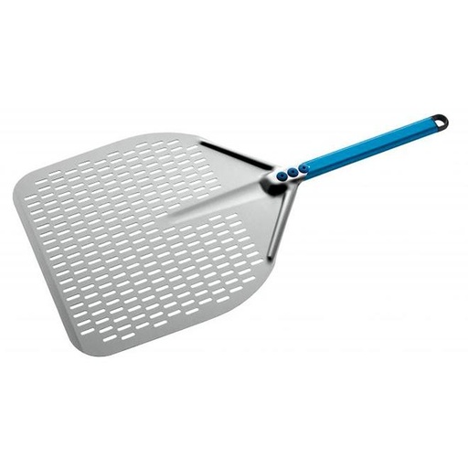 [GI-A-32RF/30] ALUMINIUM RECTANGULAR PERFORATED PIZZA PEEL 33X33CM - 30CM HANDLE