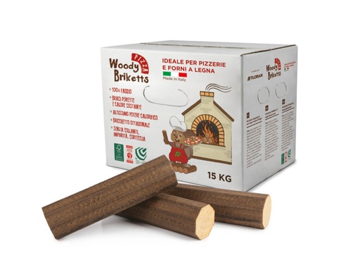 [WOOPIZBRI15] COMPRESSED BEECHWOOD LOGS FOR PIZZA OVEN 15KG