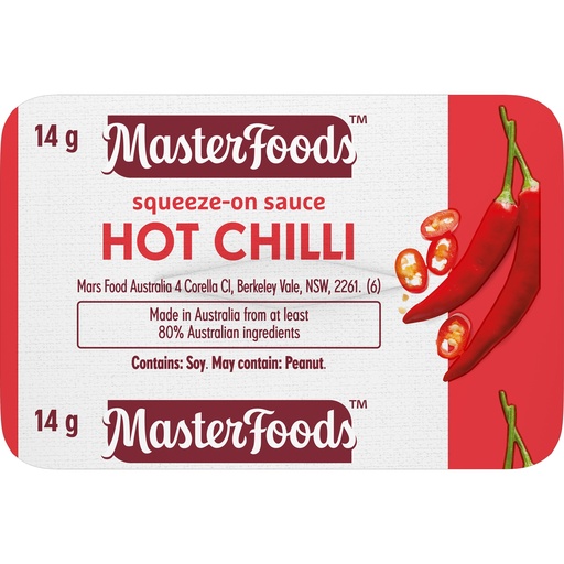 [MFDS/HCHILLIPORT] MasterFoods Portion Control Squeeze On Hot Chilli Sauce 100x14g