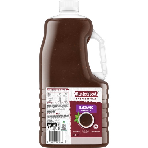 [MFDS/BALSAMIC] MasterFoods™ Professional Gluten Free Balsamic Vinaigrette Dressing 3L