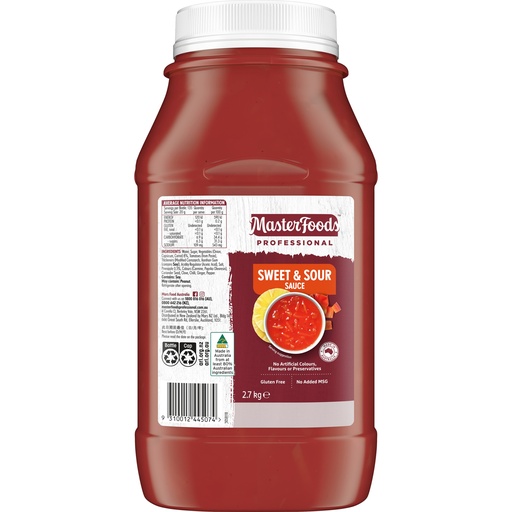 [MFDS/SWEET] MasterFoods™ Professional Gluten Free Sweet & Sour Sauce 2.7kg