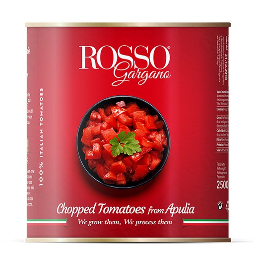 [TOMRGCH2500] ROSSO GARGANO CUBETTATA CHOPPED (Diced) TOMATOES 2500G