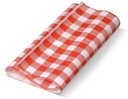 [G/PROOFREDWHITE] RED &amp; WHITE CHECKED GREASEPROOF PAPER 320 x 1000