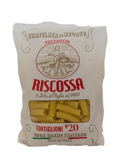 [RISCOSSA_00920] TORTIGLIONI 100% IT BRONZE DIE PASTA 500G (CTN/20)